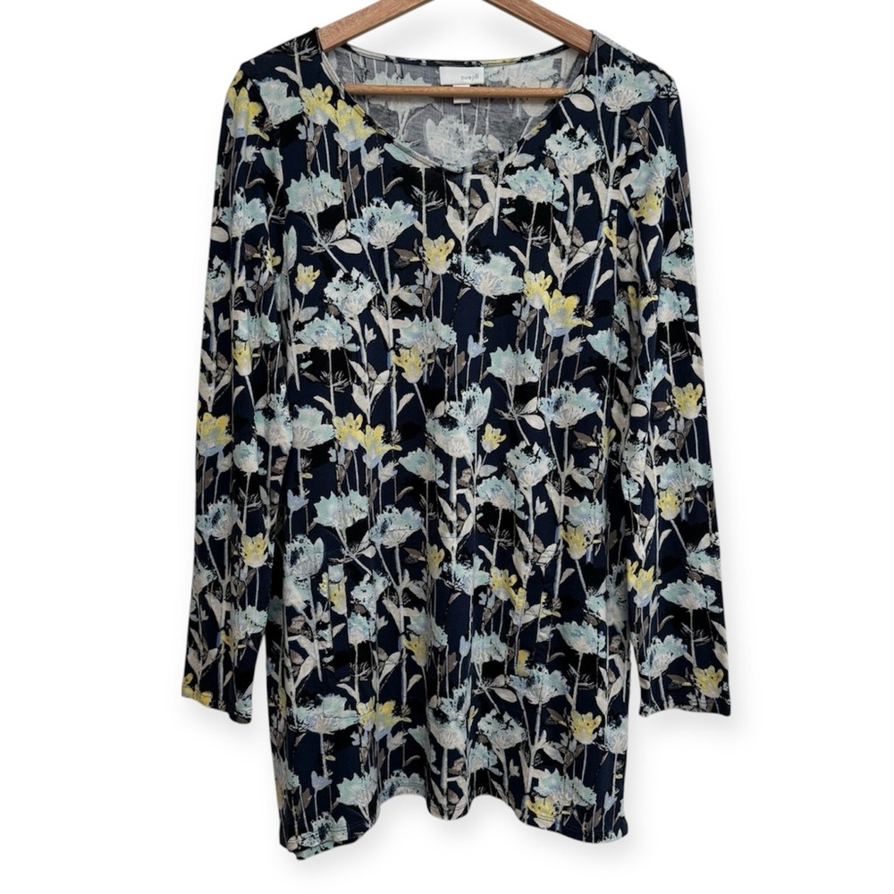 J. Jill PureJill Cotton Modal‎ Floral Kangaroo Pocket Tunic Top
